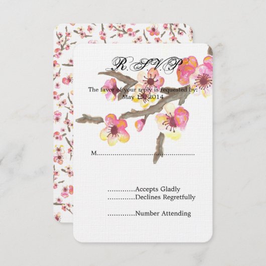 Cherry Blossom Blume Wedding RSVP (Vorne/Hinten)