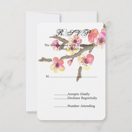Cherry Blossom Blume Wedding RSVP Karte (Vorderseite)
