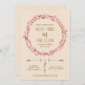 Cherry Blossom Blume Wreath Rustikale Hochzeit Einladung (Vorne/Hinten)