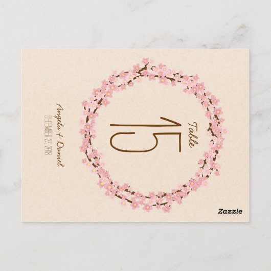 Cherry Blossom Blume Wreath Rustikale Hochzeit Postkarte (Rückseite)