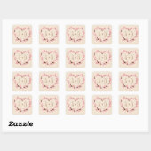 Cherry Blossom Blume Wreath Rustikale Hochzeit Quadratischer Aufkleber (Blatt)