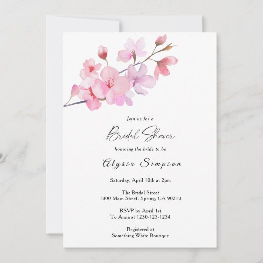 Cherry Blossom Blumendusche Einladung (Vorderseite)