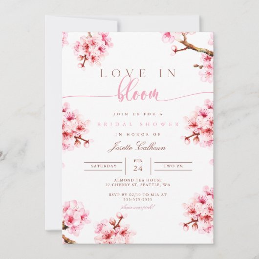 Cherry Blossom Blumendusche Einladung (Vorderseite)