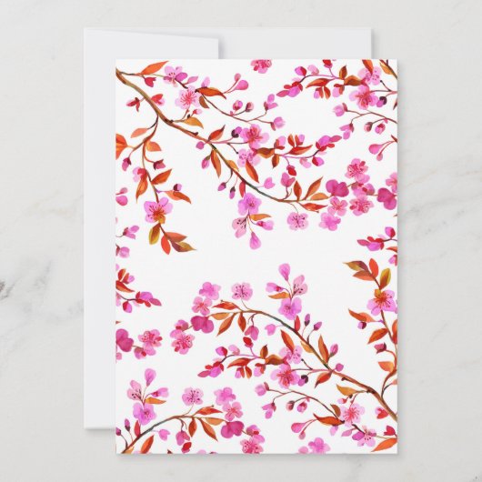 Cherry Blossom Blumenüberraschung Rosa Geburtstag Einladung (Rückseite)