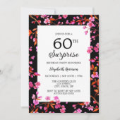 Cherry Blossom Blumenüberraschung Schwarzer Geburt Einladung (Vorderseite)