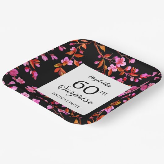 Cherry Blossom Blumenüberraschung Schwarzer Geburt Pappteller (Gewinkelt)