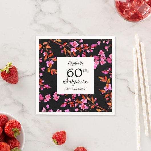 Cherry Blossom Blumenüberraschung Schwarzer Geburt Serviette (Beispiel)