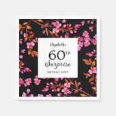 Cherry Blossom Blumenüberraschung Schwarzer Geburt Serviette (Vorderseite)