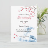 Cherry Blossom Blumenzehen  Einladung (Stehend Vorderseite)