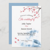 Cherry Blossom Blumenzehen  Einladung (Vorne/Hinten)