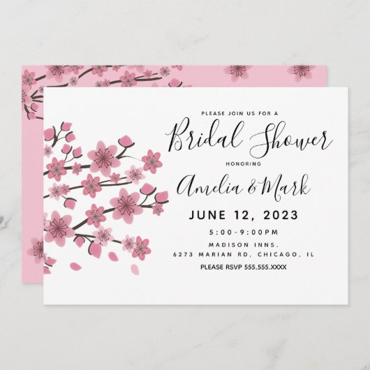 Cherry Blossom Blush Botanisches Brautparty Einladung (Vorne/Hinten)