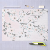 Cherry Blossom Blush Mint Chic Seidenpapier (Handwerk)