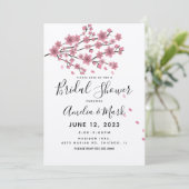 Cherry Blossom Blush Petals Brautparty Rustikal Einladung (Stehend Vorderseite)