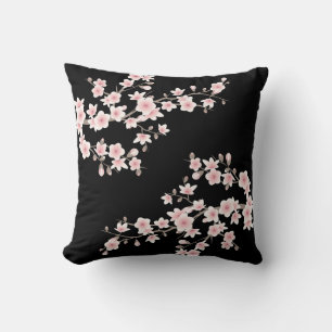 Cherry Blossom Blush Pink Black Kissen