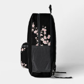 Cherry Blossom Blush Pink Black Monogram Bedruckter Rucksack (Rechts)