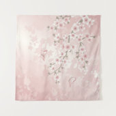 Cherry Blossom Blush Pink Floral Vintag Wandteppich (Vorderseite (Horizontal))