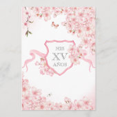 Cherry Blossom Blush Pink Quinceañera Einladung (Rückseite)