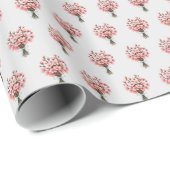 Cherry Blossom Bouquet Muster auf dem Lichtgrau Geschenkpapier (Rolleneckpunkt)