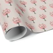 Cherry Blossom Bouquet Muster auf Soft Taupe Geschenkpapier (Rolleneckpunkt)
