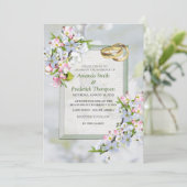 Cherry Blossom Bouquet Theme Wedding Einladung (Stehend Vorderseite)