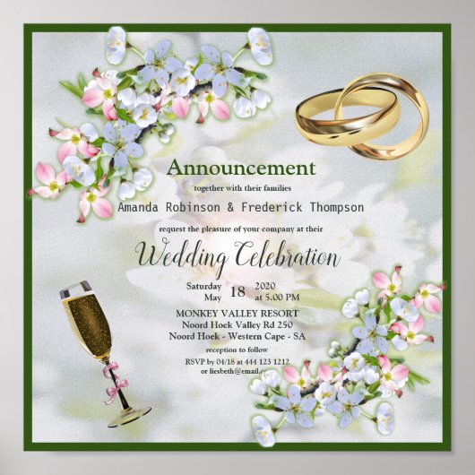 Cherry Blossom Bouquet Wedding Poster (Vorne)