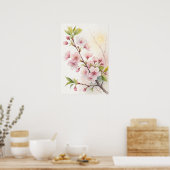 Cherry Blossom Branch Golden Light Poster (Küche)