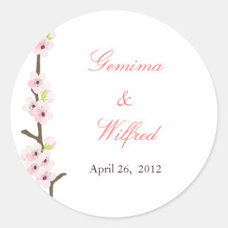 Cherry Blossom Branch Round Sticker (weiß)