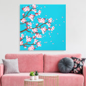 Cherry Blossom Branchen Custom Wrapped Canvas Leinwanddruck (Insitu (Wohnzimmer))