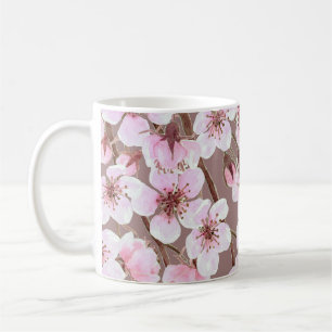 Cherry Blossom Branchen Wasserfarben Muster Kaffeetasse
