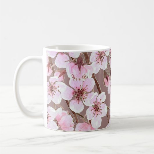 Cherry Blossom Branchen Wasserfarben Muster Kaffeetasse (Links)