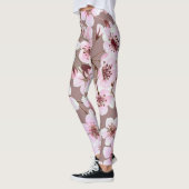 Cherry Blossom Branchen Wasserfarben Muster Leggings (Links)