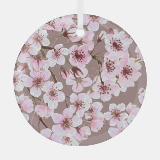 Cherry Blossom Branchen Wasserfarben Muster Ornament Aus Glas