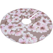 Cherry Blossom Branchen Wasserfarben Muster Polyester Weihnachtsbaumdecke (Schrägansicht)