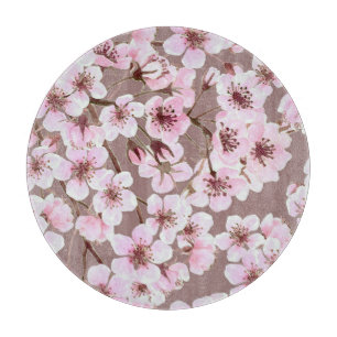 Cherry Blossom Branchen Wasserfarben Muster Schneidebrett