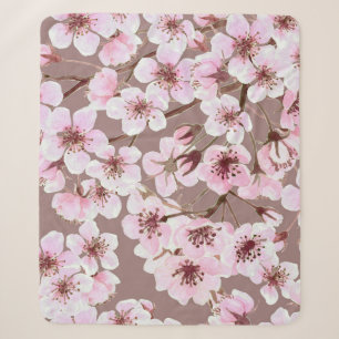 Cherry Blossom Branchen Wasserfarben Muster Sherpadecke