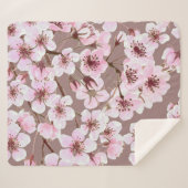 Cherry Blossom Branchen Wasserfarben Muster Sherpadecke (Vorderseite (Horizontal))