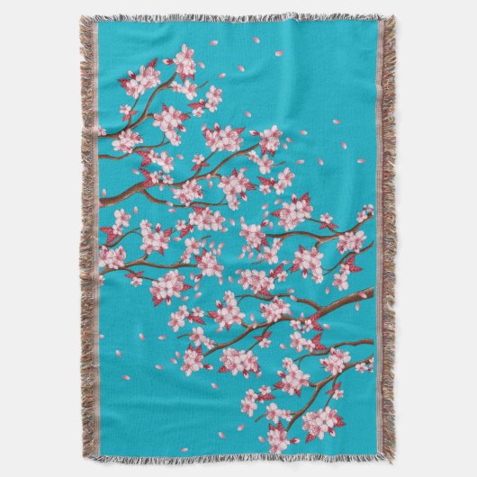 Cherry Blossom Branches Custom Throw Blanket Decke (Vorderseite Vertikal)
