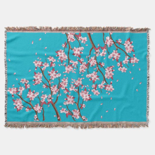 Cherry Blossom Branches Custom Throw Blanket Decke (Vorderseite)