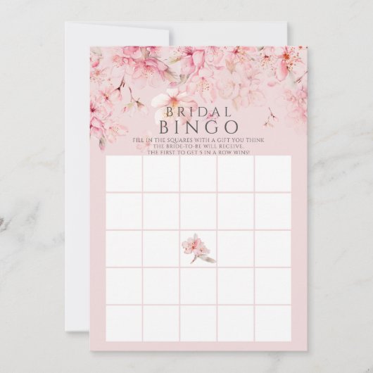 Cherry Blossom Brautparty Bingo Game Einladung (Vorderseite)