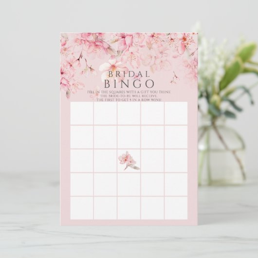Cherry Blossom Brautparty Bingo Game Einladung (Stehend Vorderseite)