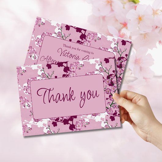 Cherry Blossom Brautparty | Elegant Rosa Floral Dankeskarte