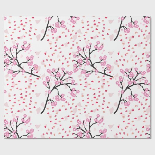 Cherry Blossom Breeze Wrapping Paper Geschenkpapier (Flach)