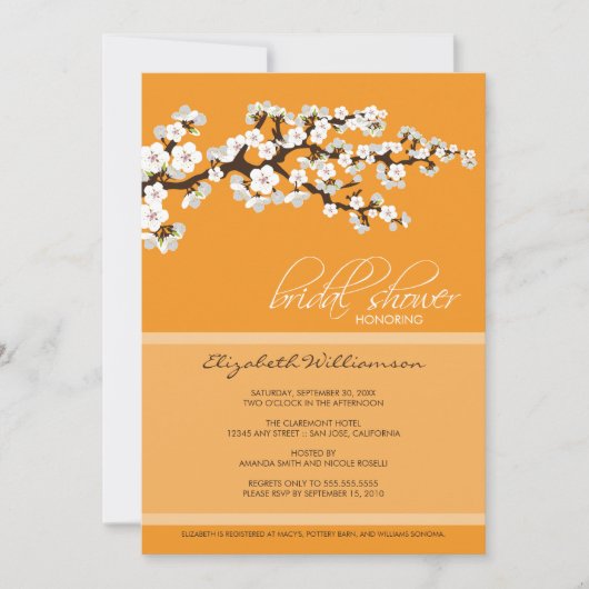 Cherry Blossom Bridal Dusche Einladung (orange) (Vorderseite)