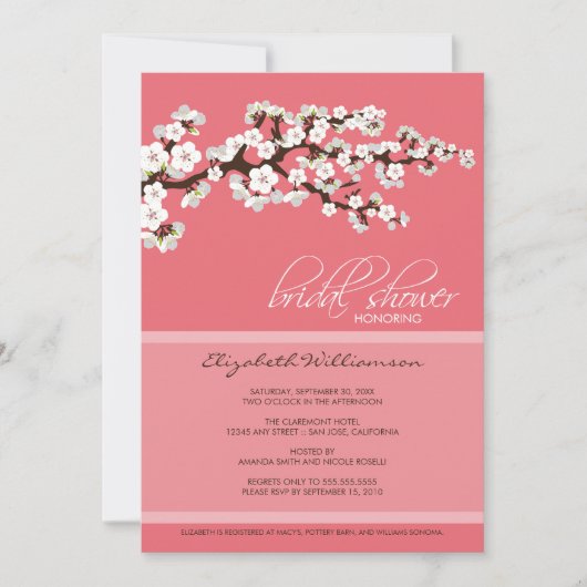 Cherry Blossom Bridal Dusche Einladung (pink) (Vorderseite)