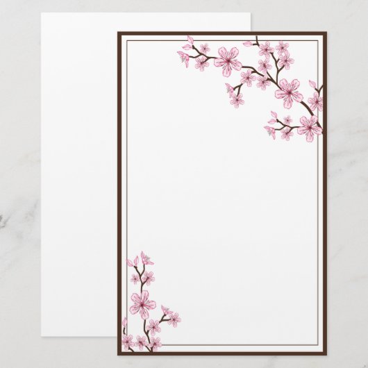 Cherry Blossom Briefpapier (Vorne/Hinten)