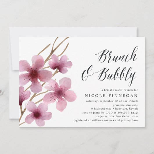 Cherry Blossom | Brunch & Bubbly Einladung (Vorderseite)