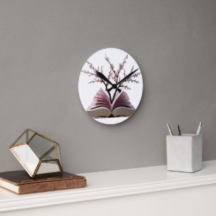 Cherry Blossom Buch Kunstmauer - 10" Runde Wanduhr