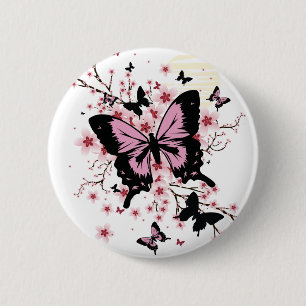 Cherry Blossom Butterflies Button