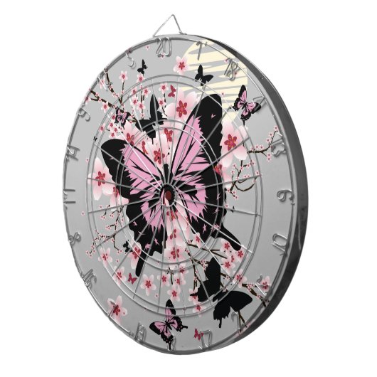 Cherry Blossom Butterflies Dartscheibe (Vorderseite rechts)
