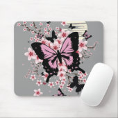 Cherry Blossom Butterflies Mousepad (Mit Mouse)